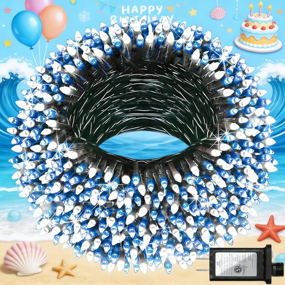 75ft 300 LED String Lights Blue White Christmas Holiday Outdoor Indoor New